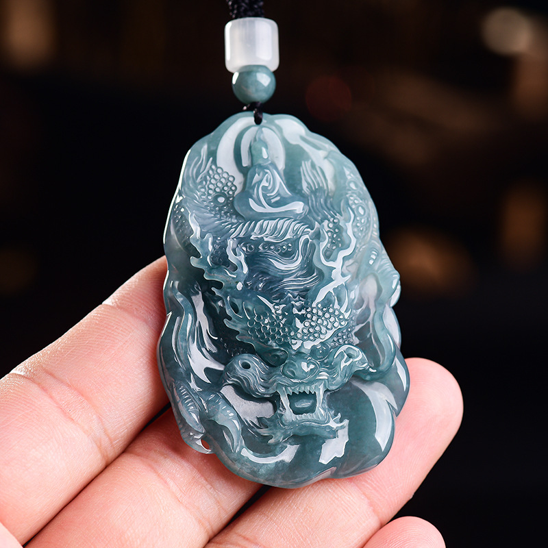Women Accessories To Gift - Collana con Pendente Drago in Giadeite